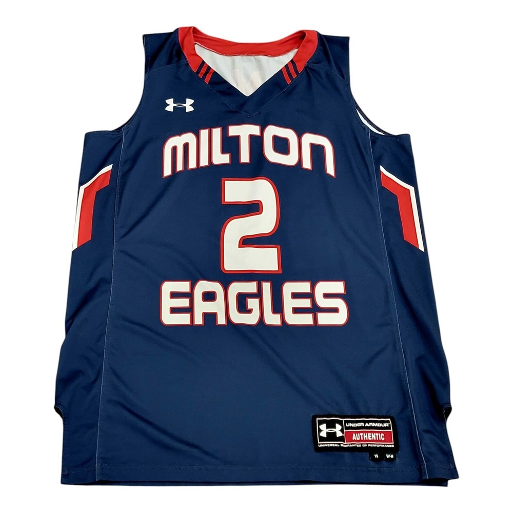 Under Armour Milton Eagles High School Basketball Jersey #2 Navy Mens Medium